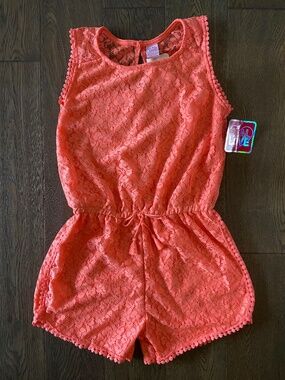 NWT: Youth Kids Coral Lace Romper by Real Love  - Size 14/16